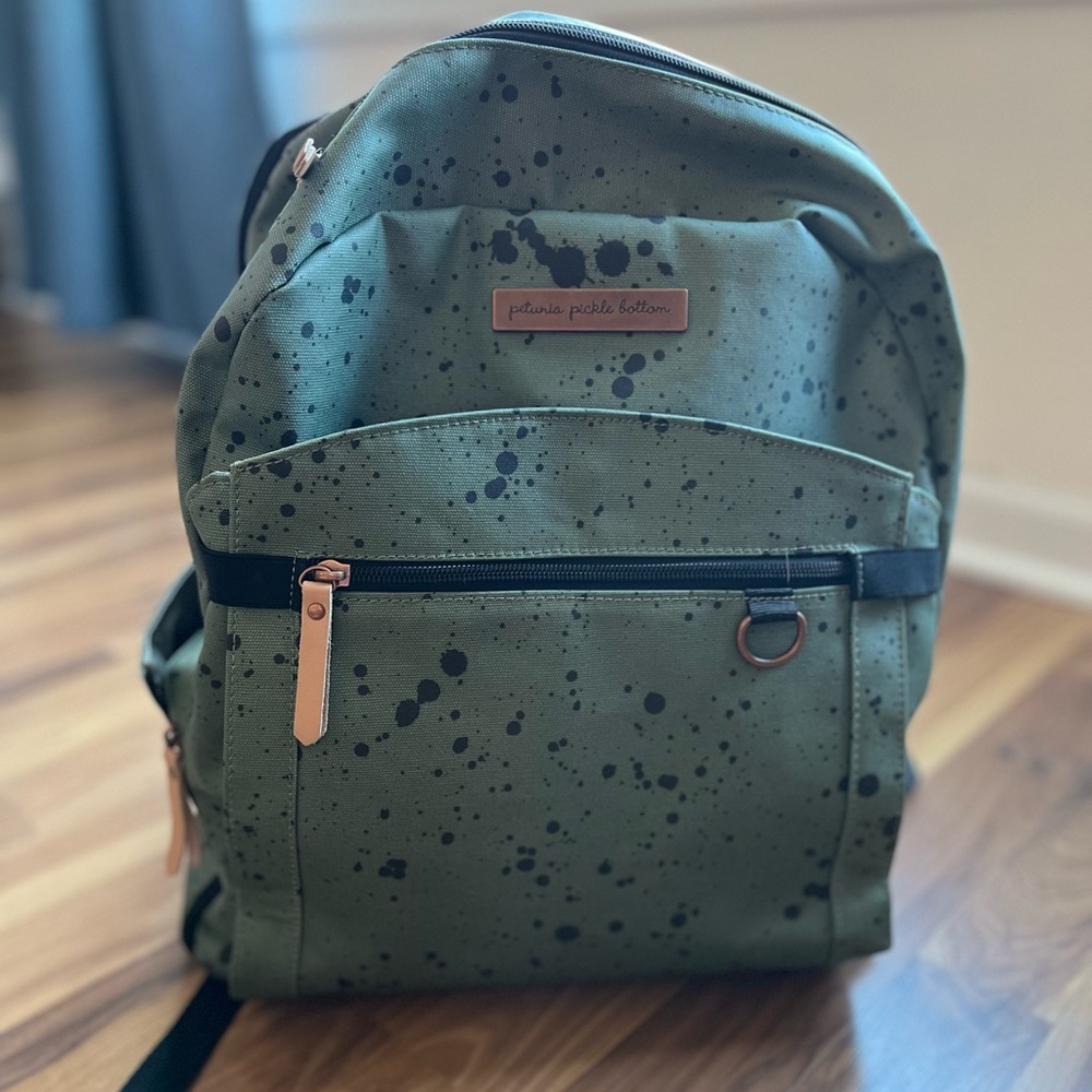 2-in-1 Petunia Pickle Bottom Breast Pump & Diaper Bag Backpack in Olive Ink Blot